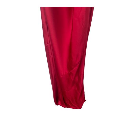 Norma Kamali One Shoulder Bias Maxi Gown Draped Back Satin Tiger Red Sz XS/34 - Picture 10 of 16